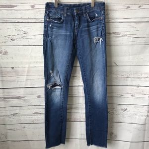 BLANKNYC 'Hotel' Distressed Skinny Jeans (Blue)